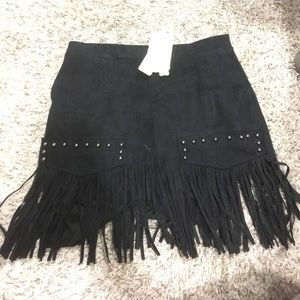 Black suede skirt