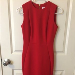 Red Calvin Klein Dress with Gold Detailing