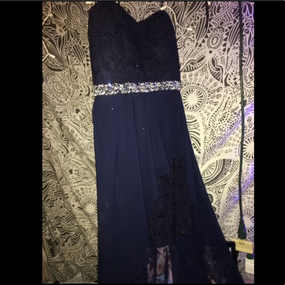 Navy blue lace homecoming, winter formal, prom