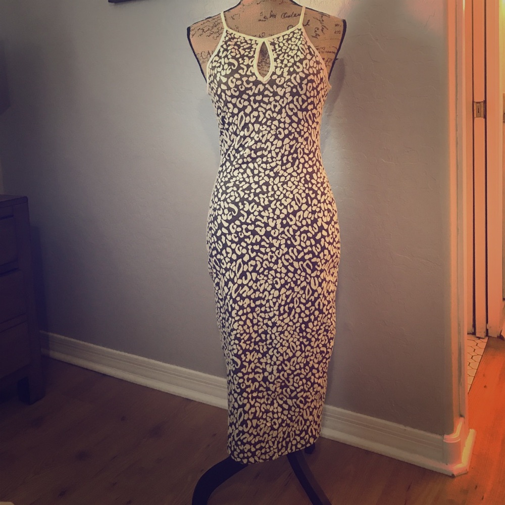 Olivetree green and white leopard dress