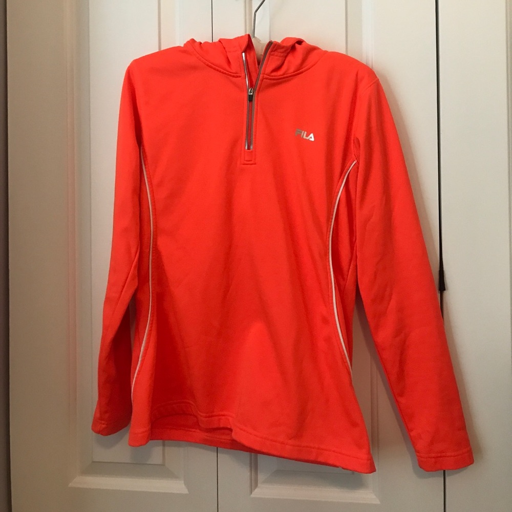 Orange FILA running shirt w/ reflective stripes