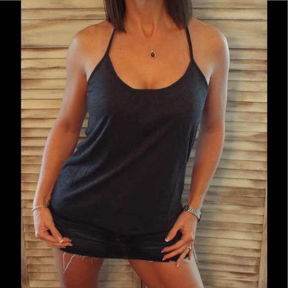 Scoop Mesh Racerback Tank Charcoal Gray 0060 - Picture 9 of 10