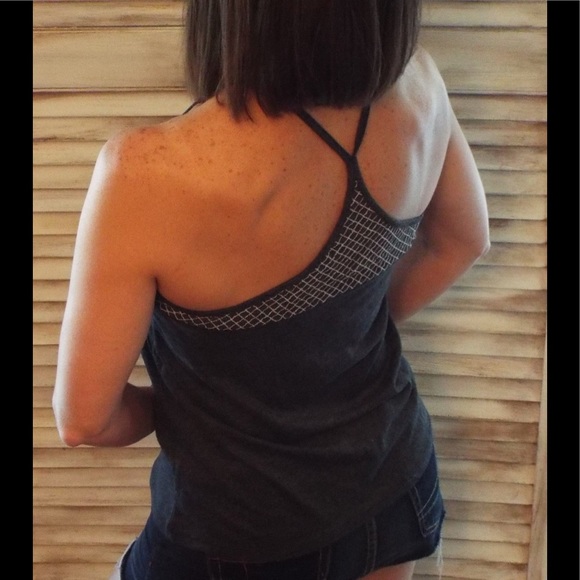 Scoop Mesh Racerback Tank Charcoal Gray 0060 - Picture 6 of 10