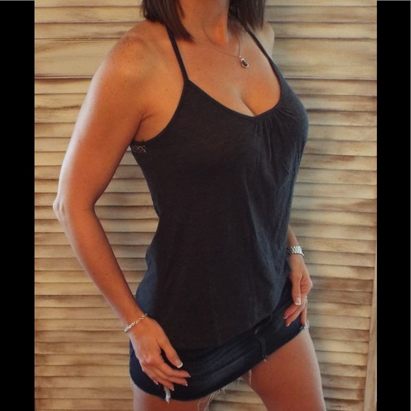 Scoop Mesh Racerback Tank Charcoal Gray 0060 - Picture 8 of 10