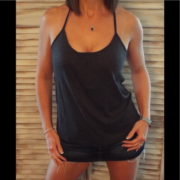 Scoop Mesh Racerback Tank Charcoal Gray 0060 - Picture 10 of 10