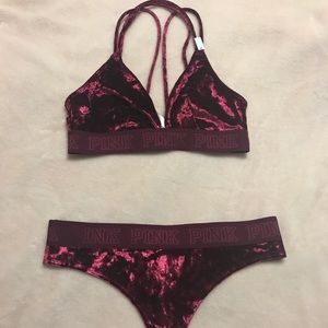 VS PINK Velvet Bralette and Panty Set