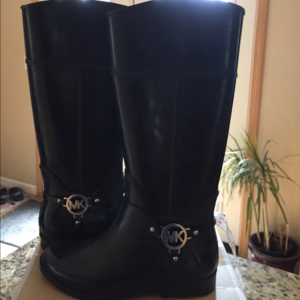 Michael Kors black rain boots