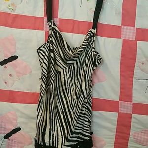 Zebra print w/sequins on bottom sheer straps