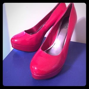 Red platform stilettos
