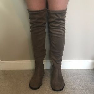 Beige Over the Knee Boots