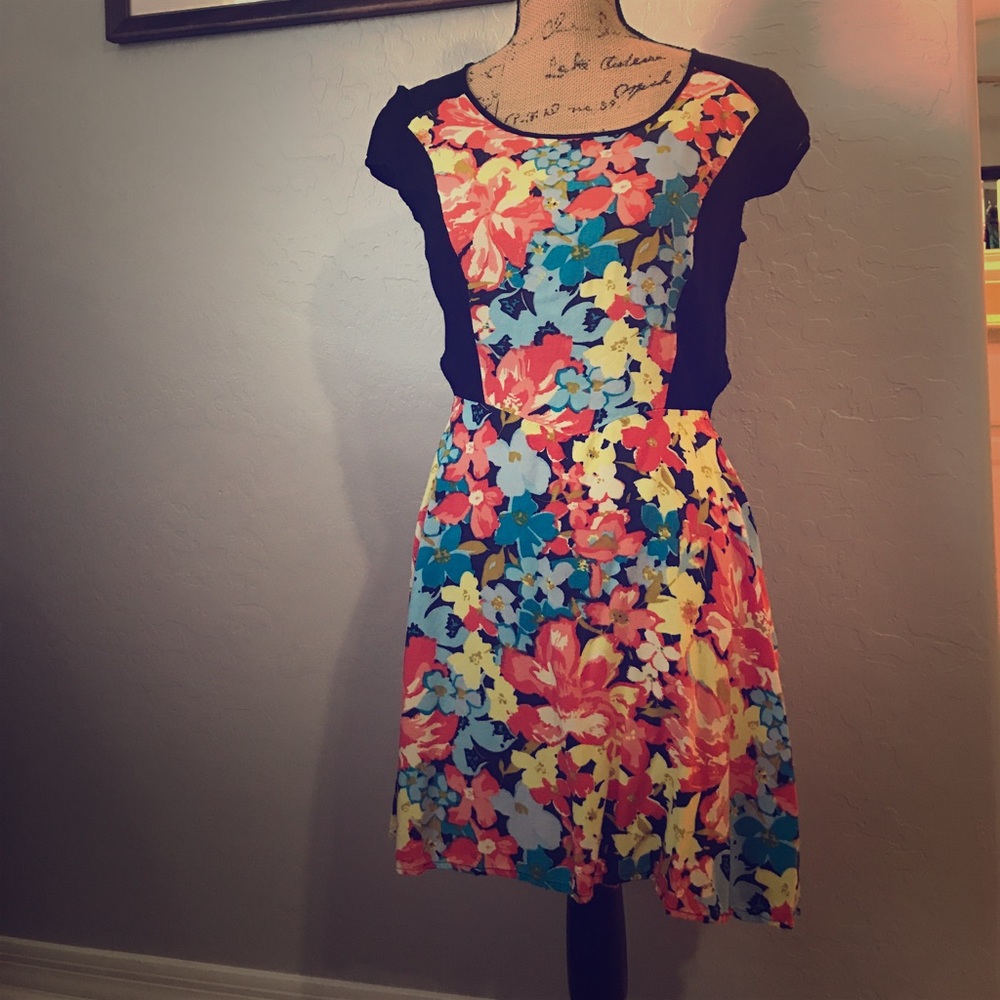 Pink rose floral dress