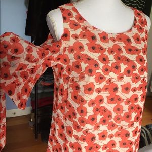 Just Taylor chiffon poppy print lined sheath dress