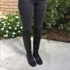 Gee wawa over the knee combat boots
