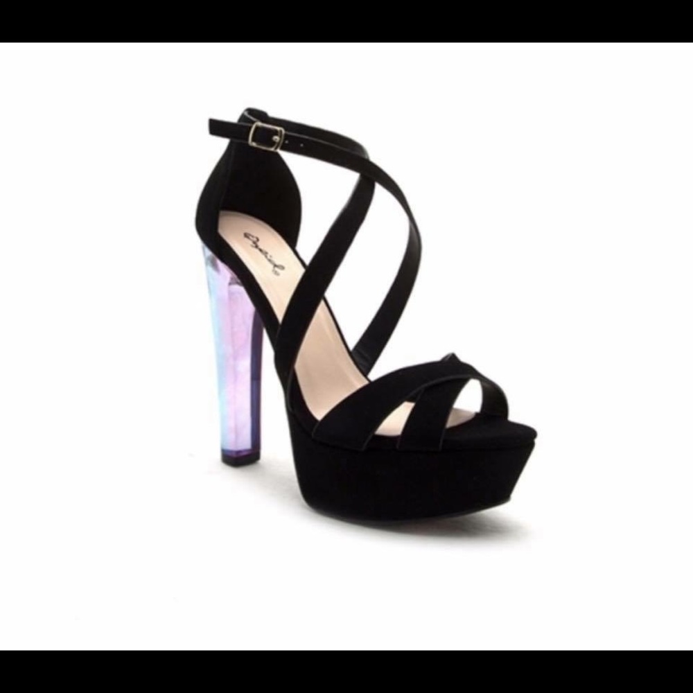 Beautiful bold black strappy heels