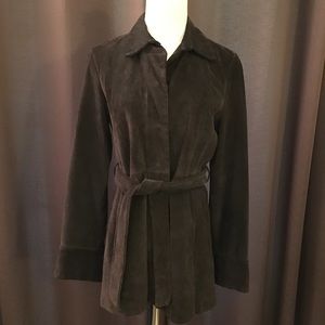 Banana Republic dark brown suede trench coat, sz s