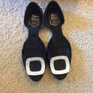 Roger Vivier Black Ballerine Chips Satin D'orsay