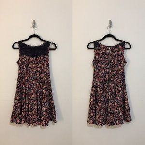 F21 Floral Mesh Top Skater Dress