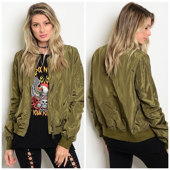 Olive Bomber Jacket - Picture 2 of 2