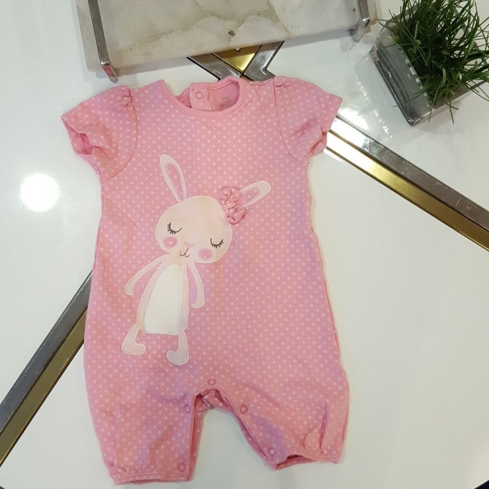 Pink rabbit romper size 18-24M