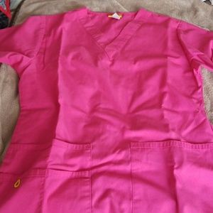 Xsmall hot pink wink scrub top