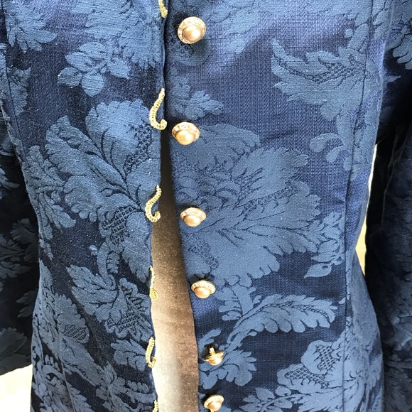 OBJETS DE FANTAISIE Navy Women's Jacquard Jacket - Picture 2 of 4