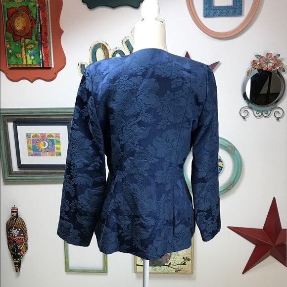 OBJETS DE FANTAISIE Navy Women's Jacquard Jacket - Picture 3 of 4