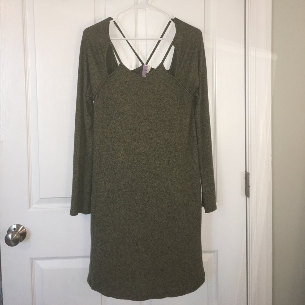 Francesca's Olive Green Sweater Dress