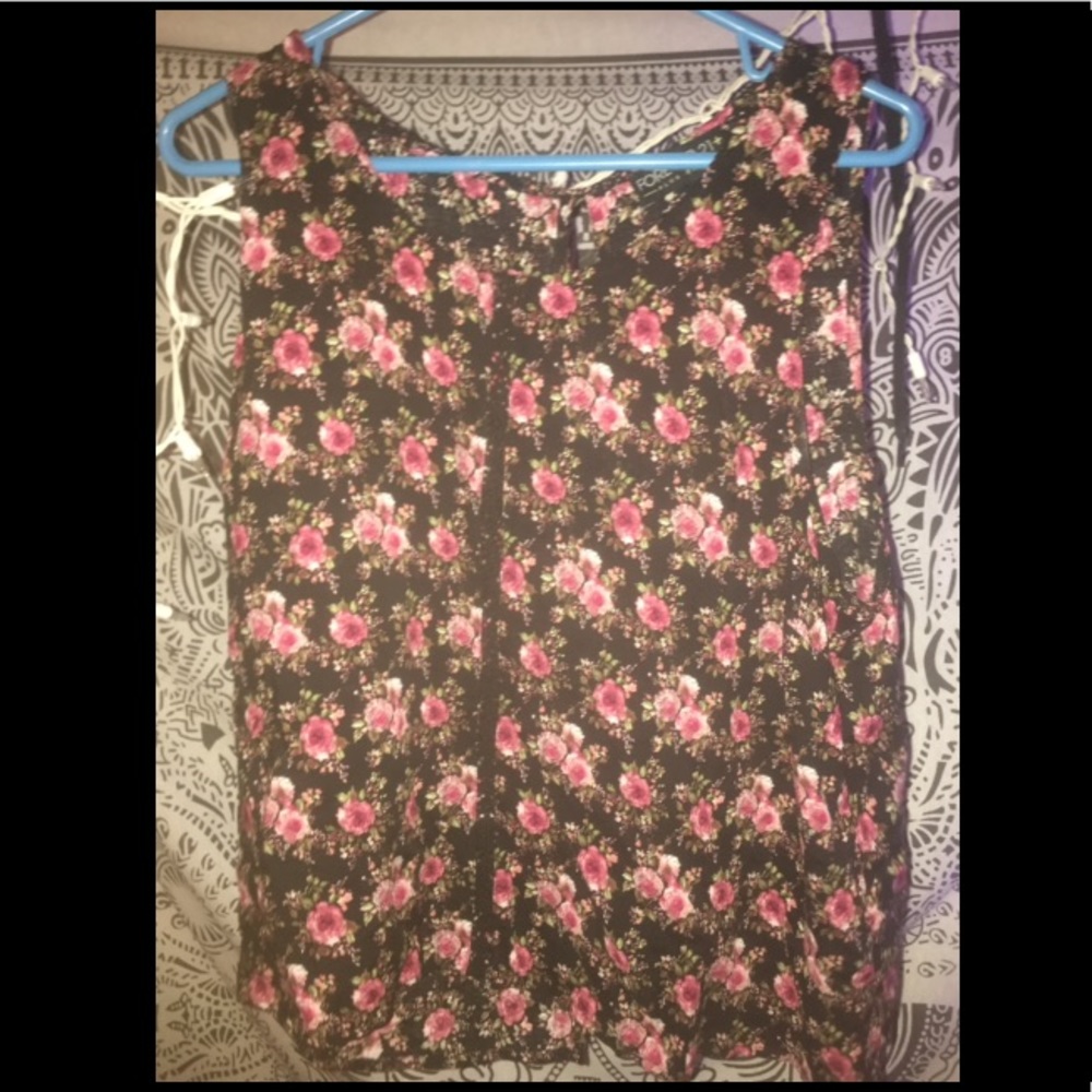 Sheer floral forever 21 blouse shirt