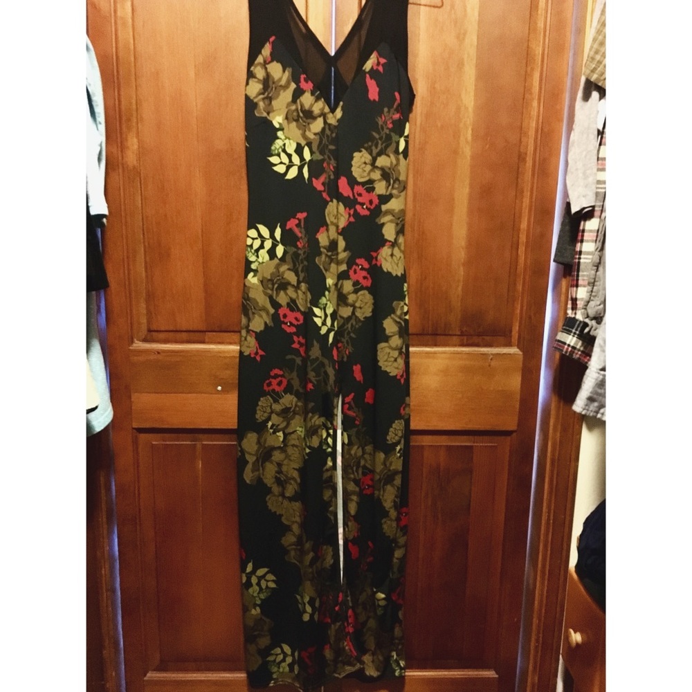 Rose Floral Maxi Slit Dress Size L