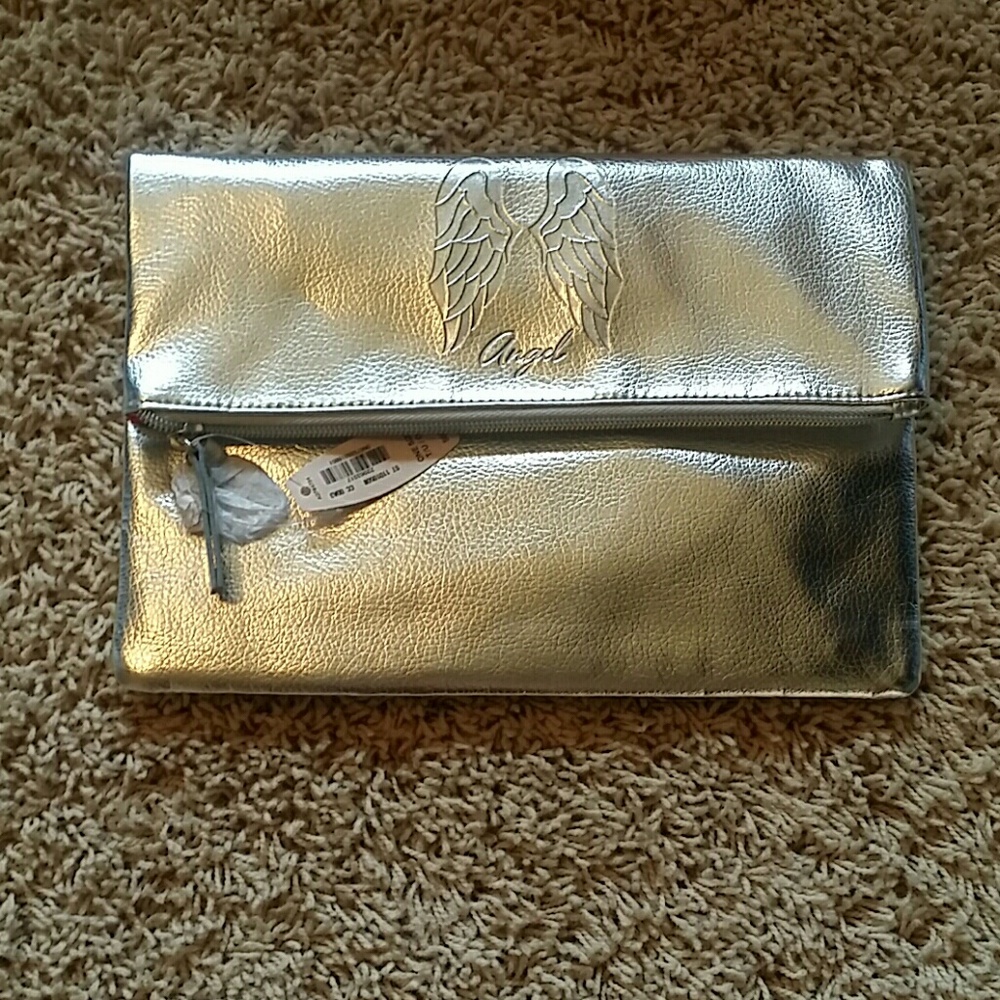 Small silver victoria secret clutch/makeup bag
