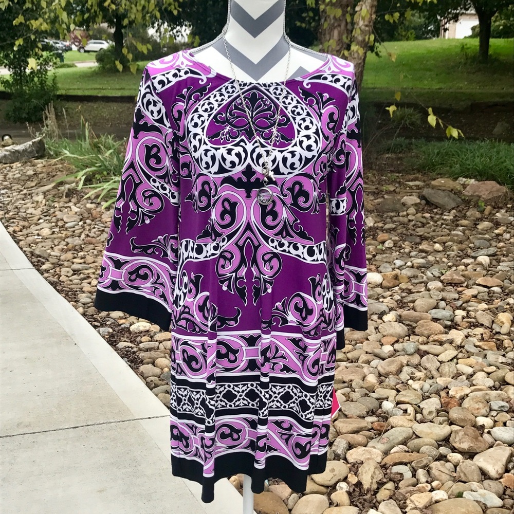💜MOSAIC PURPLE Shift Dress - Large💜