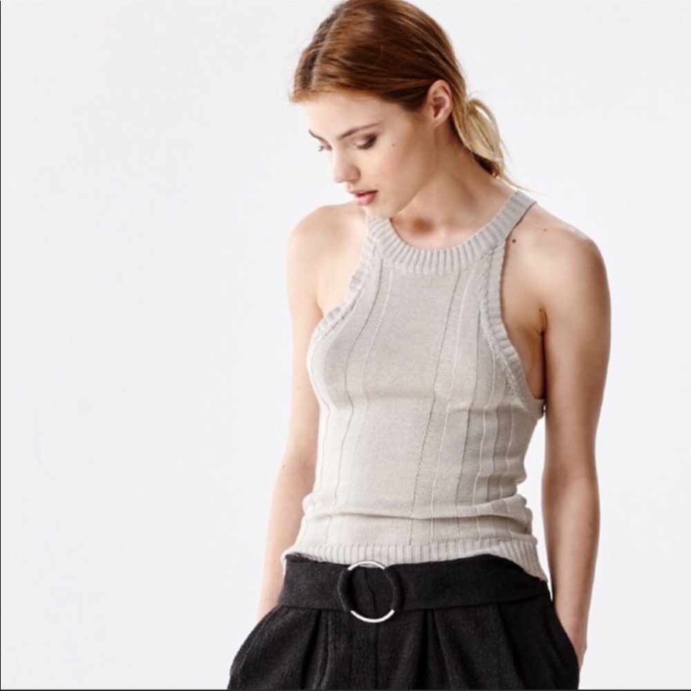 Tea n Cup Light Grey Knit Top