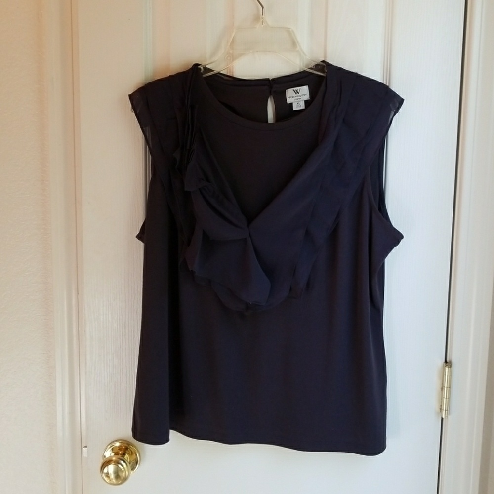 NWOT WORTHINGTON NAVY BLUE S/S BLOUSE SZ XL