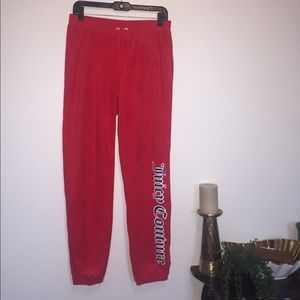 Red velour juicy couture sweat pants