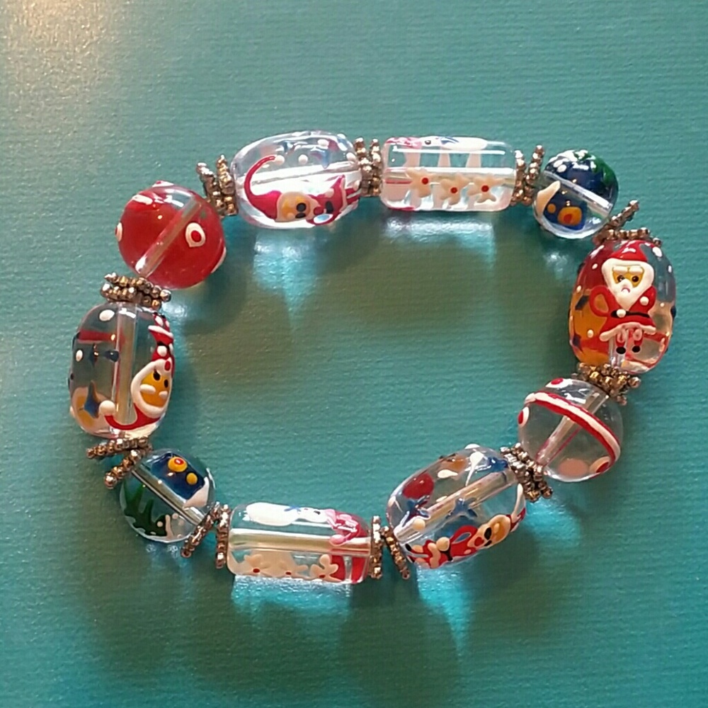 Hand painted Christmas bracelet