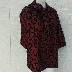 New Caribe L dark burgundy w black flocked design