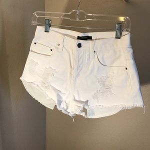 White distressed high waisted shorts