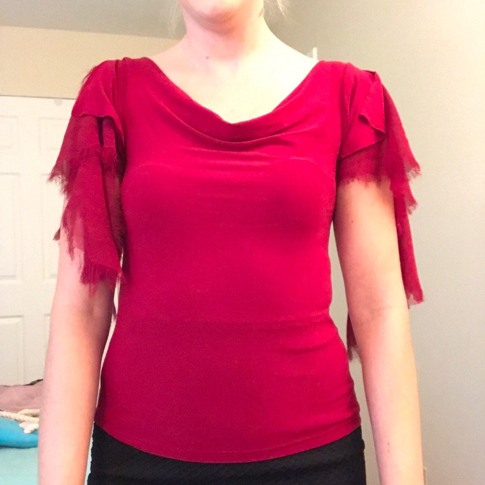 🚫SOLD🚫 Deep Red Cowl Neck Top