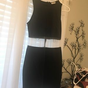 Tobi black dress with mesh center
