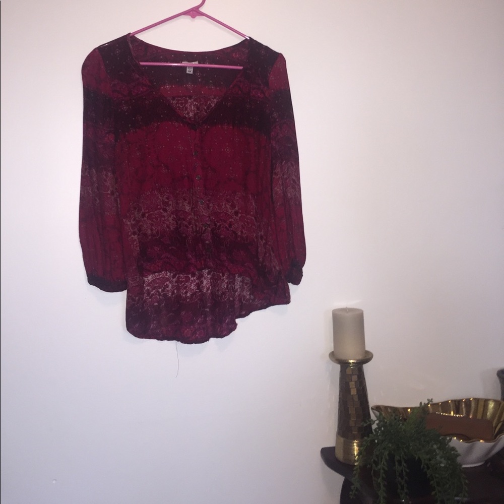 Paisley high low button down