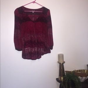 Paisley high low button down