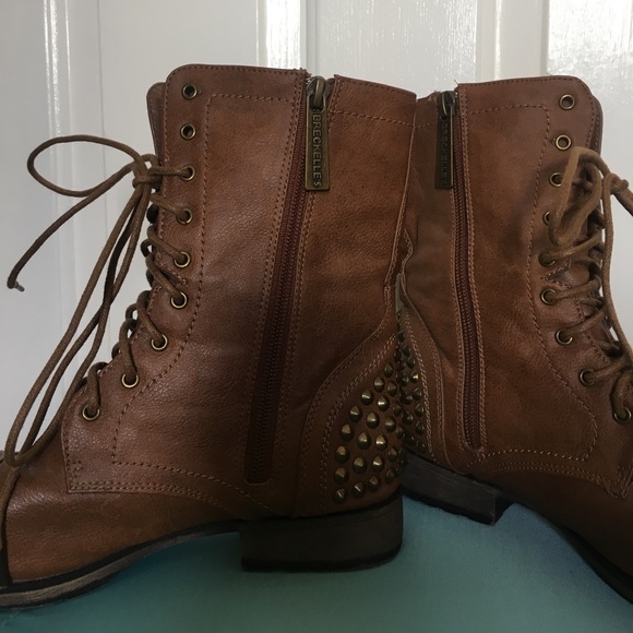 BRECKELLES BROWN STUDDED BOOTS - Picture 2 of 4