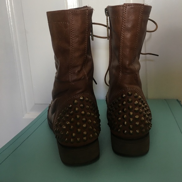 BRECKELLES BROWN STUDDED BOOTS - Picture 3 of 4