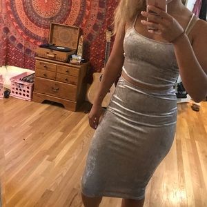 Gray velvet two piece set