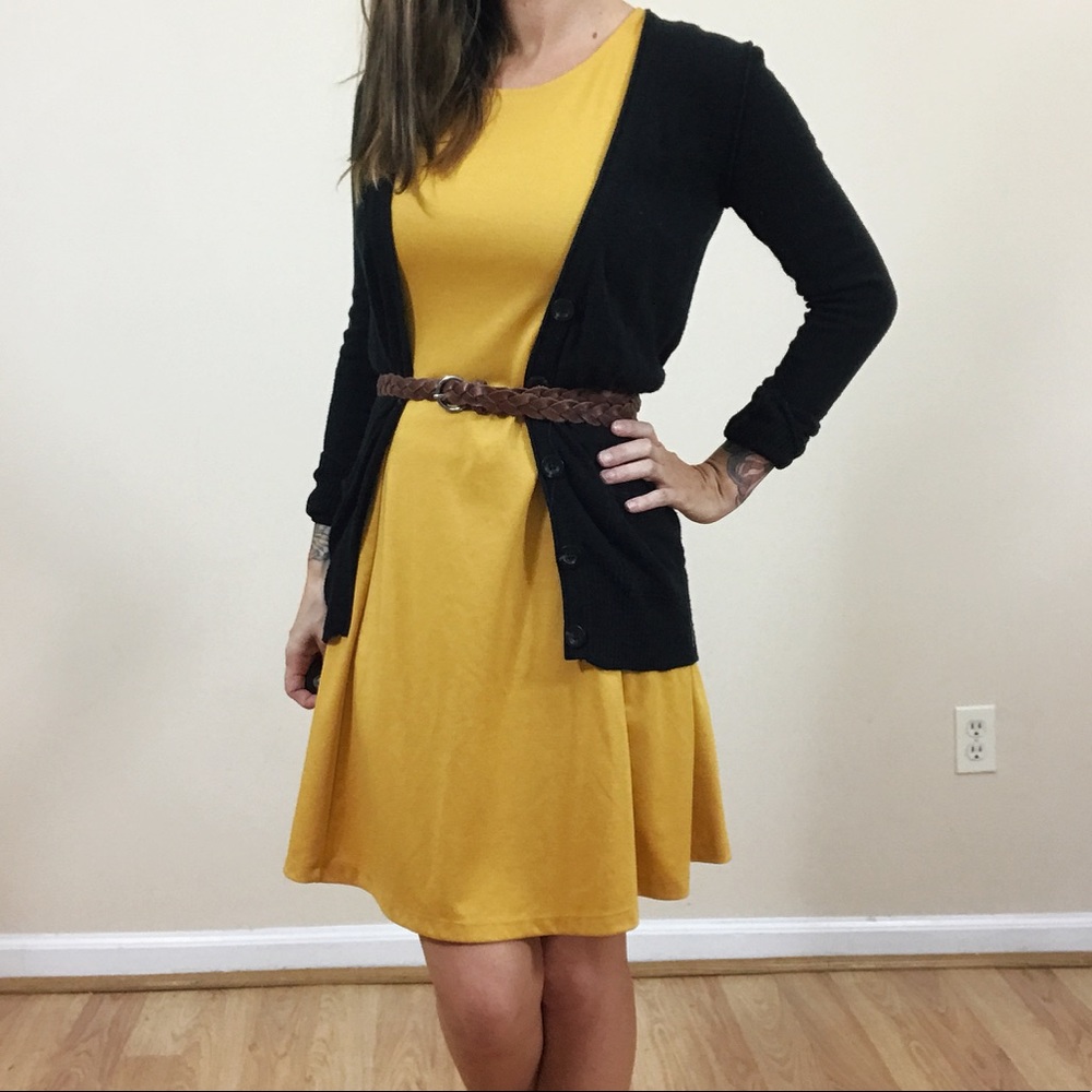 Yellow A line dress M