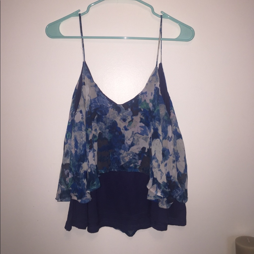 chiffon and cotton spaghetti strap tank
