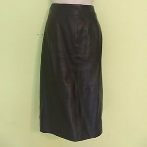 Black leather midi skirt. Gently used.