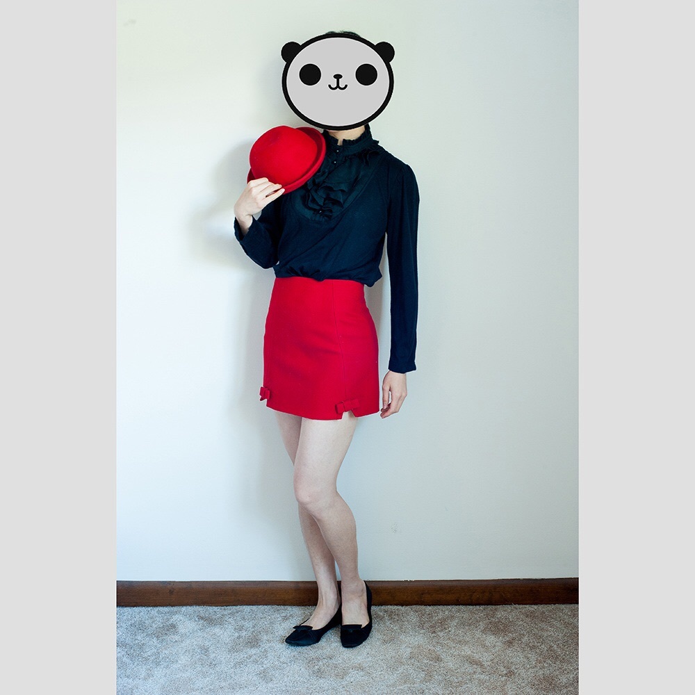 Red wool mini skirt