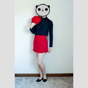 Red wool mini skirt