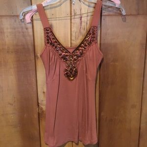 Burnt Orange Beaded Tank Top